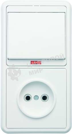 Блок Кунцево-Электро БКВР-214 Бэлла (1-кл. выкл. с инд. + розетка) белый