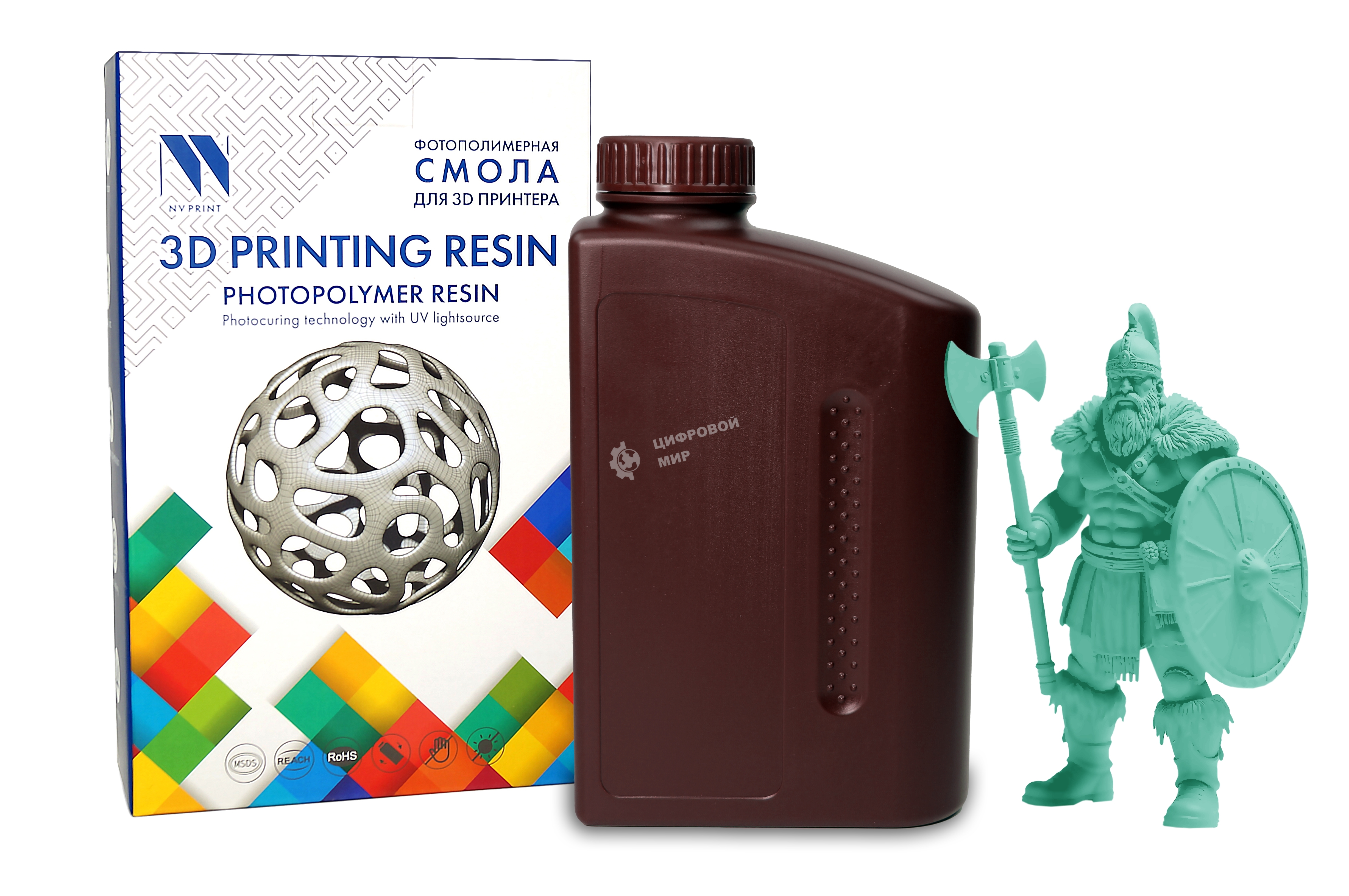 Фотополимерная смола NVPrint ABS Like Resin Green для 3D печати 1 кг (бут)