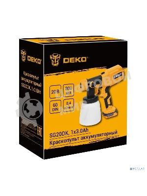 Краскопульт электрический аккумуляторный DEKO SG20DK, 20В, 800 мл, 1x3.0А·ч 083-1133