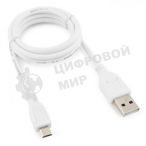 Кабель USB2.0 Pro Cablexpert CCP-mUSB2-AMBM-W-1M, AM/microBM 5P, 1м, экран, белый, пакет