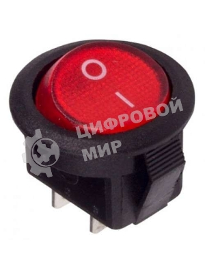 Выключатель клавишный Rexant круглый 250V 3А (2с) ON-OFF красный Micro