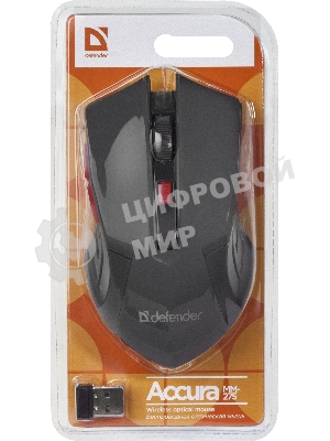Мышь беспроводная Defender Accura MM-275 красный, 1600 dpi, радиоканал, USB, кнопки - 6