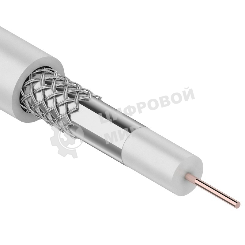 Кабель коаксиальный Rexant 3С-2V, 75 Ом, CCS/Al/Al, 48%, бухта 100 м, белый