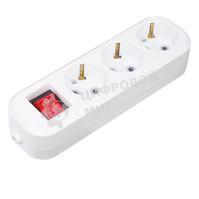 Колодка Rexant 3 гнезда с кнопкой c заземлением