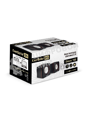 Акустическая система 2.0 ExeGate EX287050RUS Disco 160 (питание USB, 2х3Вт (6Вт RMS), 100-20000Гц, черный)
