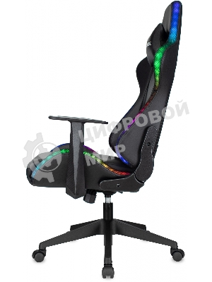 Кресло ZOMBIE GAME RGB черный, экокожа, 120 кг, подголовник, механизм качания