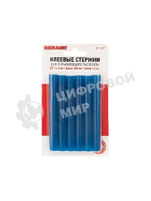 Клеевые стержни Rexant, Ø11 мм, 100 мм, синие, 6 шт., блистер