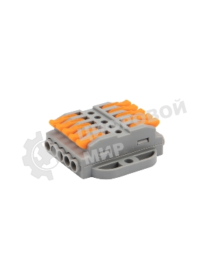 Клемма Rexant СМК 222-425P проходная 5 полюсов, с монтажной площадкой (0,08-4 мм²), серый (блистер 4 шт./уп.)