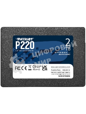 Накопитель SSD Patriot P220, 2Tb, SATA III, 2.5