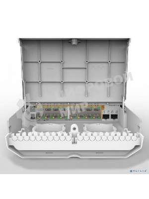 Коммутатор MikroTik Cloud Router Switch 318-16P-2S+OUT with 800MHz CPU, 256MB RAM, 16x Gigabit LAN with PoE-out, 2xSFP+ cages, RouterOS L5 or SwitchOS (dual boot), outdoor enclosure, mounting kit (power supply N
