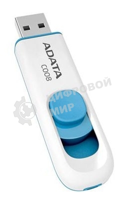 Флешка USB ADATA C008 (AC008-16G-RWE), 16Gb, USB 2.0, R/W 15/5, белый/синий