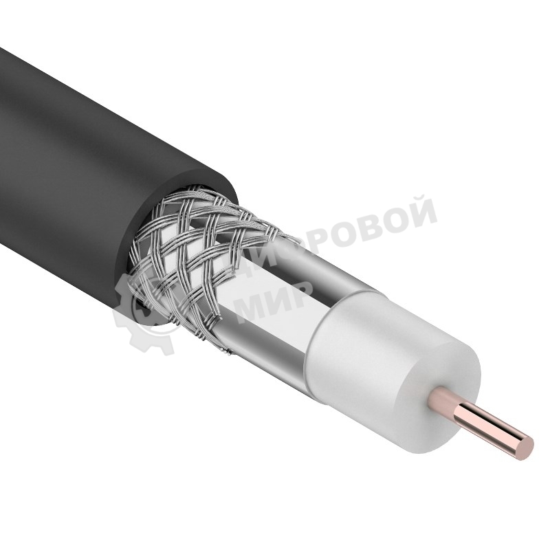 Кабель коаксиальный Rexant RG-6U, 75 Ом, CCS/Al/Al, 64%, бухта 305 м, черный OUTDOOR