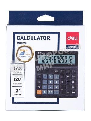 Калькулятор бухгалтерский Deli EM01120 черный 12-разр.