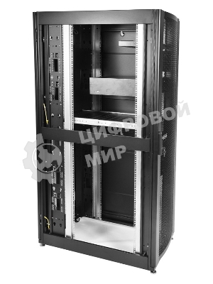 Шкаф серв. ПРОФ нап. 42U (600x1000) дверь перфорированная 2 шт., цвет черный, в сборе (ШТК-СП-42.6.10-44АА-9005) (1 коробка)