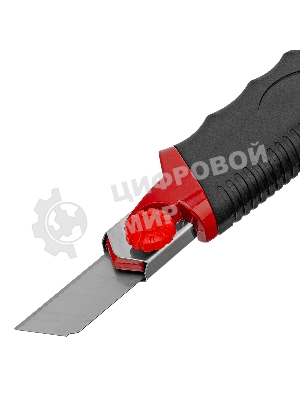 Нож Matrix, 18 мм, выдвижное лезвие, метал. направляющая, обрезиненная ручка, 5 лезвий