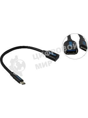 Адаптер-переходник Vention USB CM/OTG USB 3.0 AF, гибкий - 0,15м.