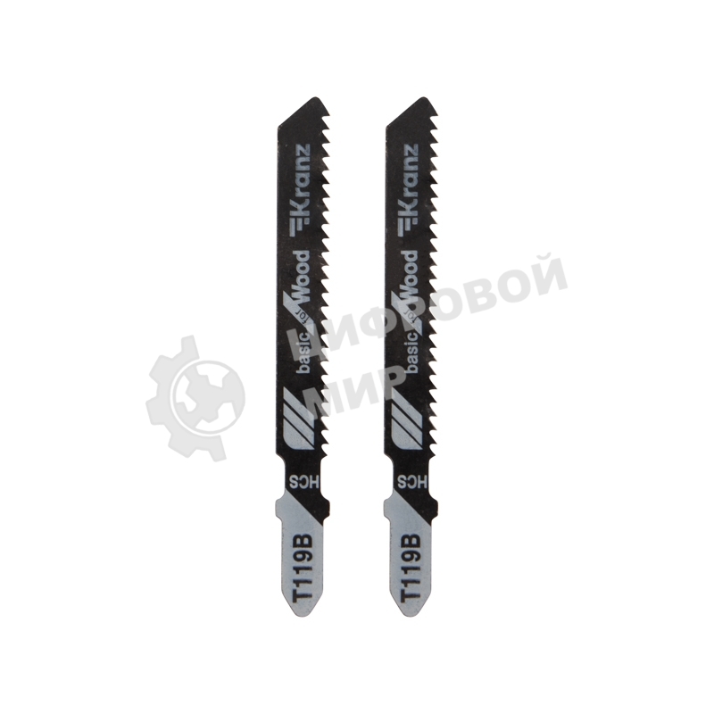Пилка для электролобзика по дереву Kranz T119B 76 мм 12 зубьев на дюйм 4-30 мм (2 шт./уп.)
