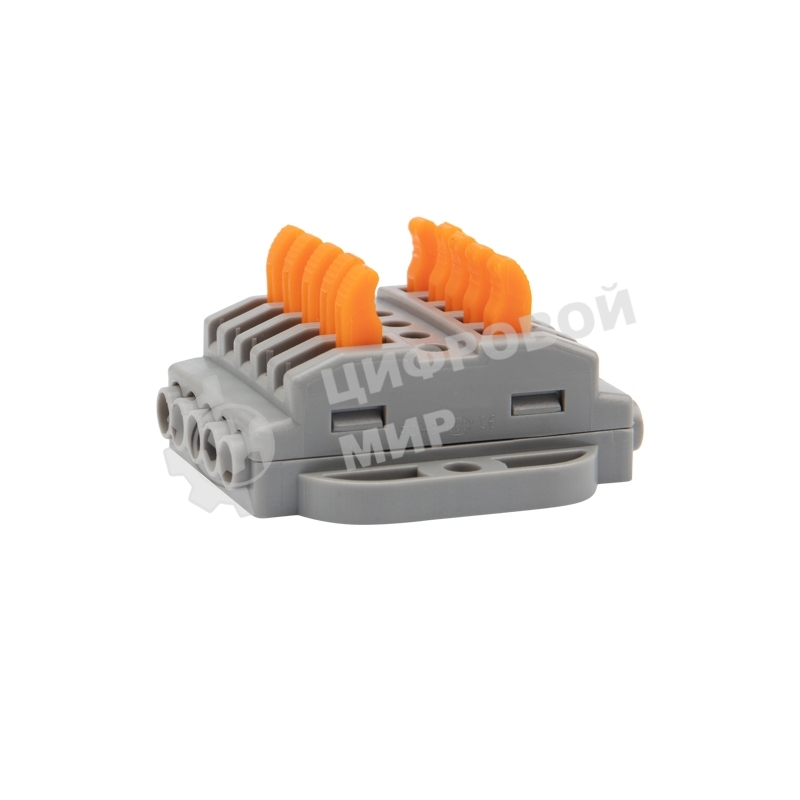 Клемма Rexant СМК 222-425P проходная 5 полюсов, с монтажной площадкой (0,08-4 мм²), серый (блистер 4 шт./уп.)