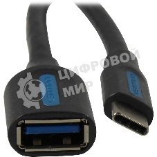 Адаптер-переходник Vention USB CM/OTG USB 3.0 AF, гибкий - 0,15м.