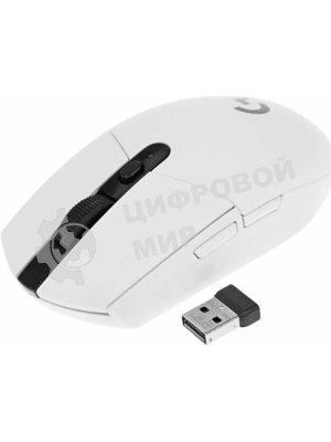 Мышь беспроводная Logitech G304 Lightspeed белый, 12000 dpi, радиоканал, USB, кнопки - 6