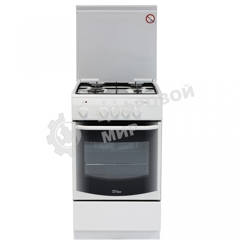 Плита комбинированная De Luxe 5040.21ГЭ (КР) ЧР белый, конфорок 4 шт, духовка 43 л, 50 см x 85 см x 50 см