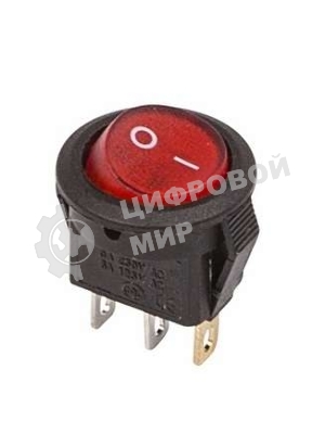 Выключатель клавишный Rexant круглый 250V 3А (3с) ON-OFF красный с подсветкой Micro