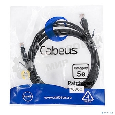 Патч-корд Cabeus, Cat.5e, неэкр., U/UTP, RJ45/RJ45, LSZH, AWG24, 3м, черный