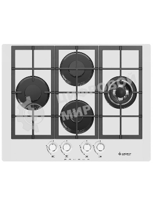 Газовая варочная панель Gefest ПВГ 2231-01 Р12, 4 конфорки, закаленное стекло, белый