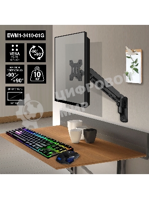 Крепление настенное ExeGate EWM1-3410-01G (кронштейн для одного монитора 13