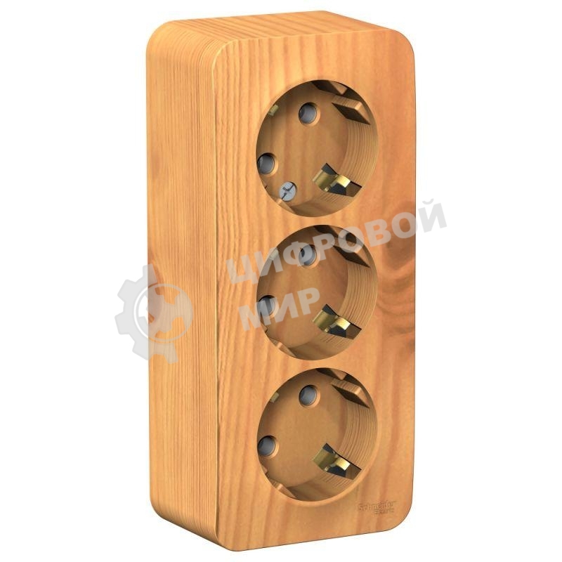 Розетка 3-м ОП Blanca 16А 250В без шторок с заземл. изол. пласт. ясень SchE BLNRA010315