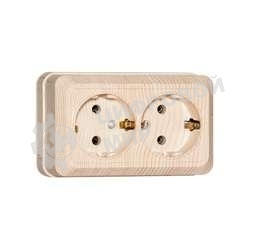 Розетка 2-м ОП Олимп 16А с заземл. сосна UNIVersal 5560865