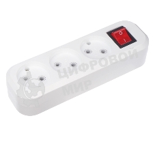 Колодка Rexant 3 гнезда с кнопкой без заземления