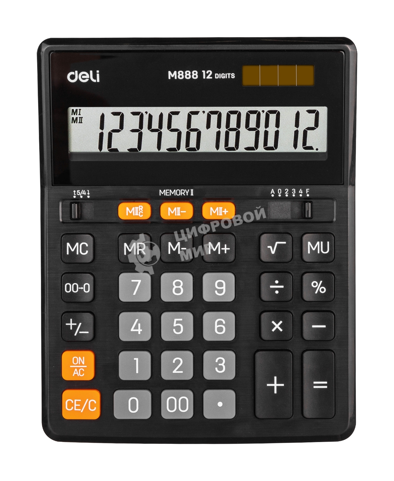 Калькулятор настольный Deli EM888 черный 12-разр.