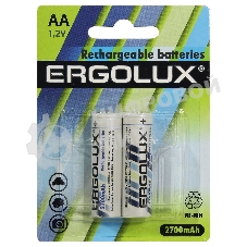 Аккумулятор AA-2700мА.ч Ni-Mh BL-2 NHAA2700BL2 1.2В (блист.2шт) Ergolux 12445