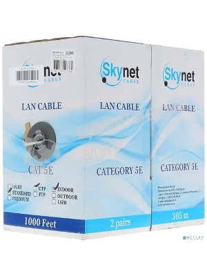Кабель SkyNet Standart UTP indoor 2x2x0,48, медный, FLUKE TEST, кат.5e, однож., 305 м, box, серый