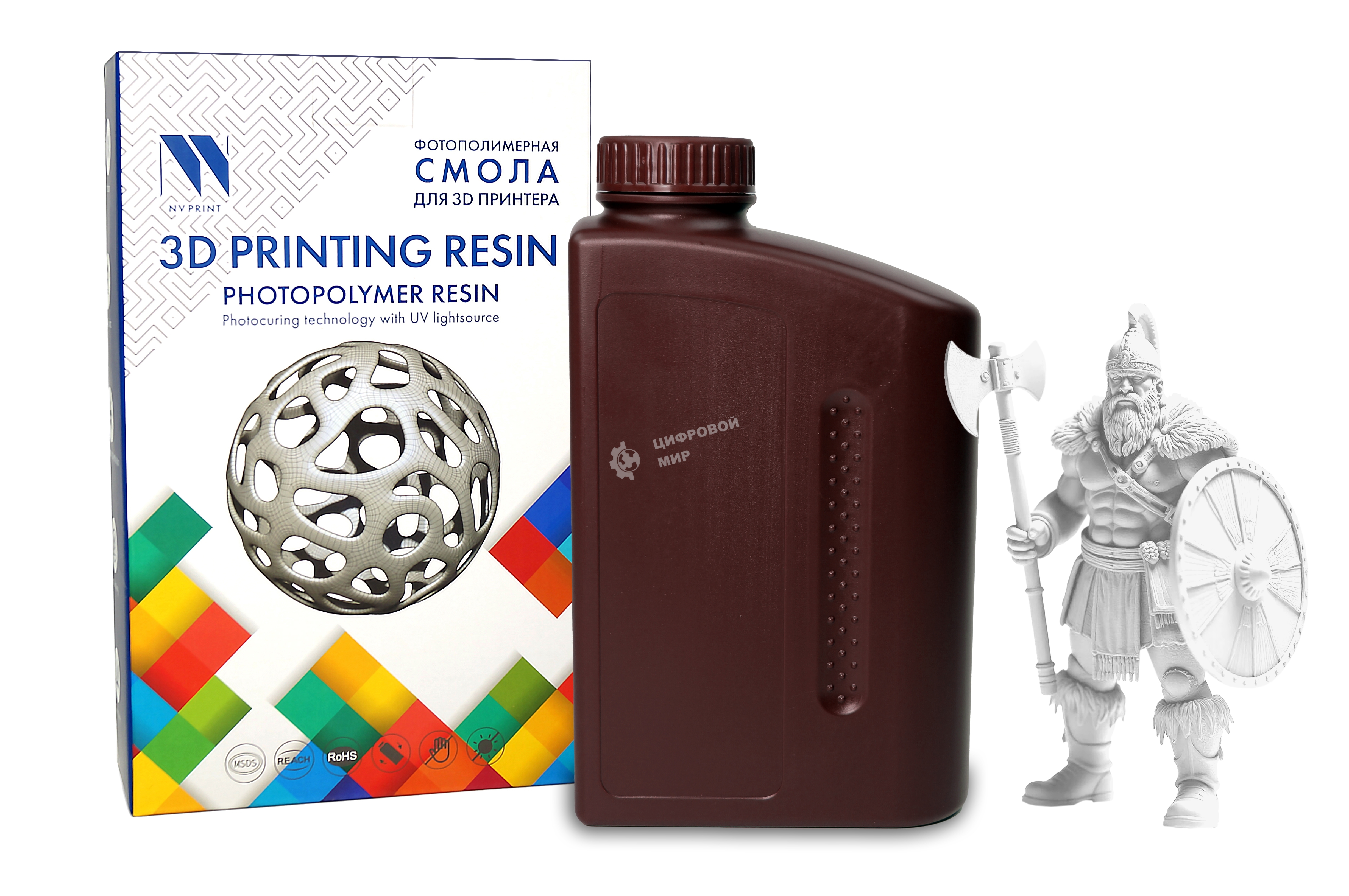 Фотополимерная смола NVPrint PA Like Resin белый для 3D печати 1 кг (бут)