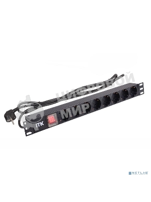Блок розеток 19 (8шт)PDU с LED выкл.алюм.профиль 1U шнур 2м вилка DIN49440 (нем.станд.) PH12-8D1 ITK