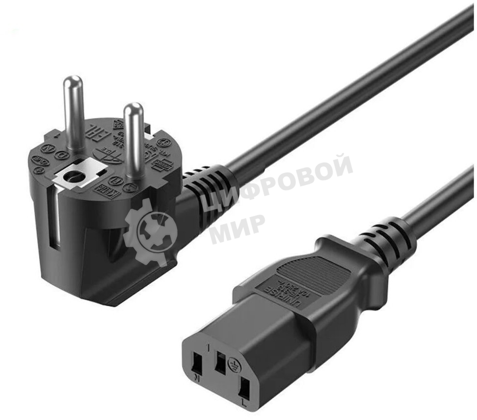 Кабель питания Vention C13, угловая вилка - 1.8м. Черный