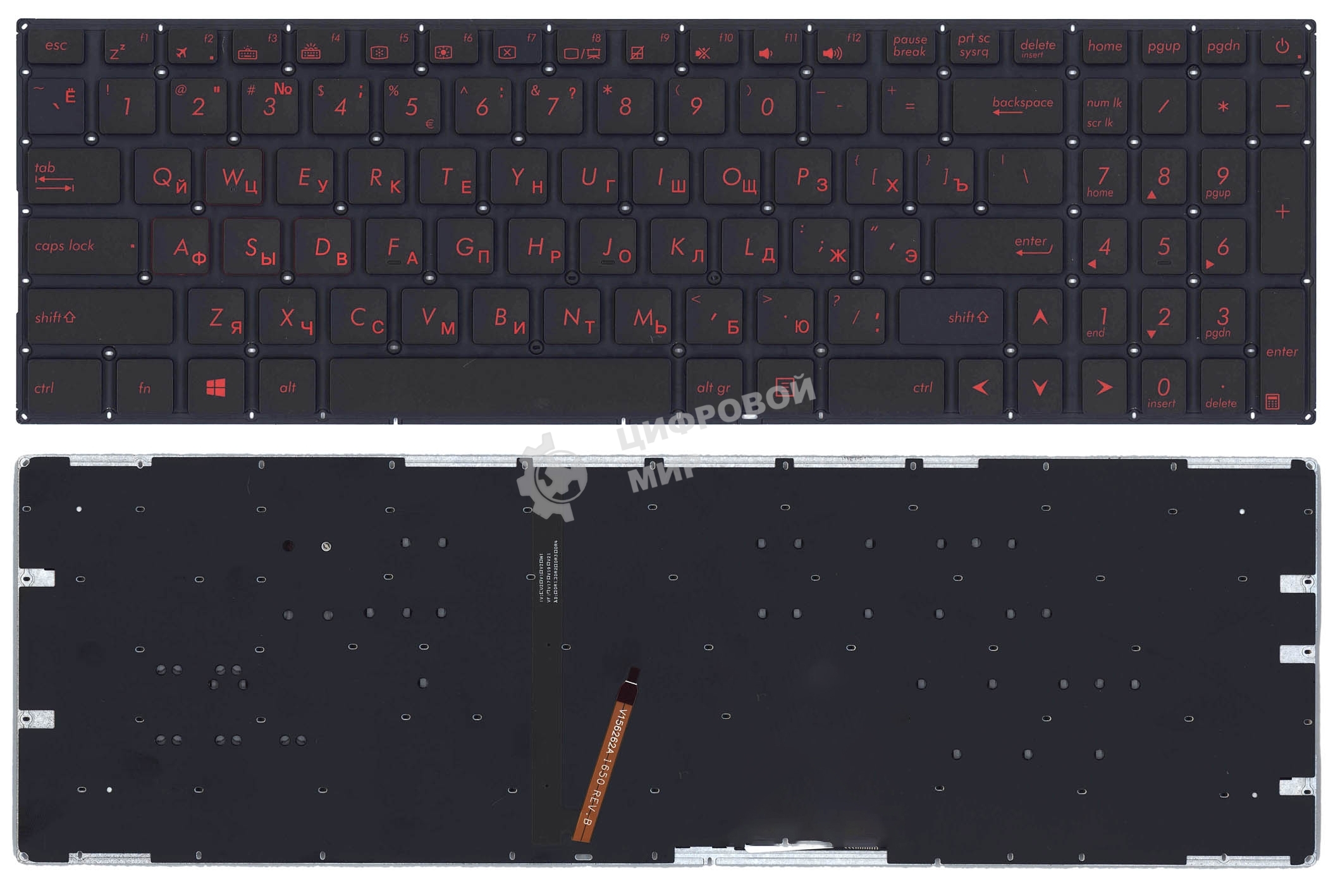 Клавиатура для ноутбука Asus FX502 черная с красной подсветкой