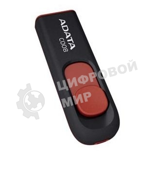 Флешка USB ADATA С008 (AC008-32G-RKD), 32Gb, USB 2.0, R/W 15/5, черный/красный