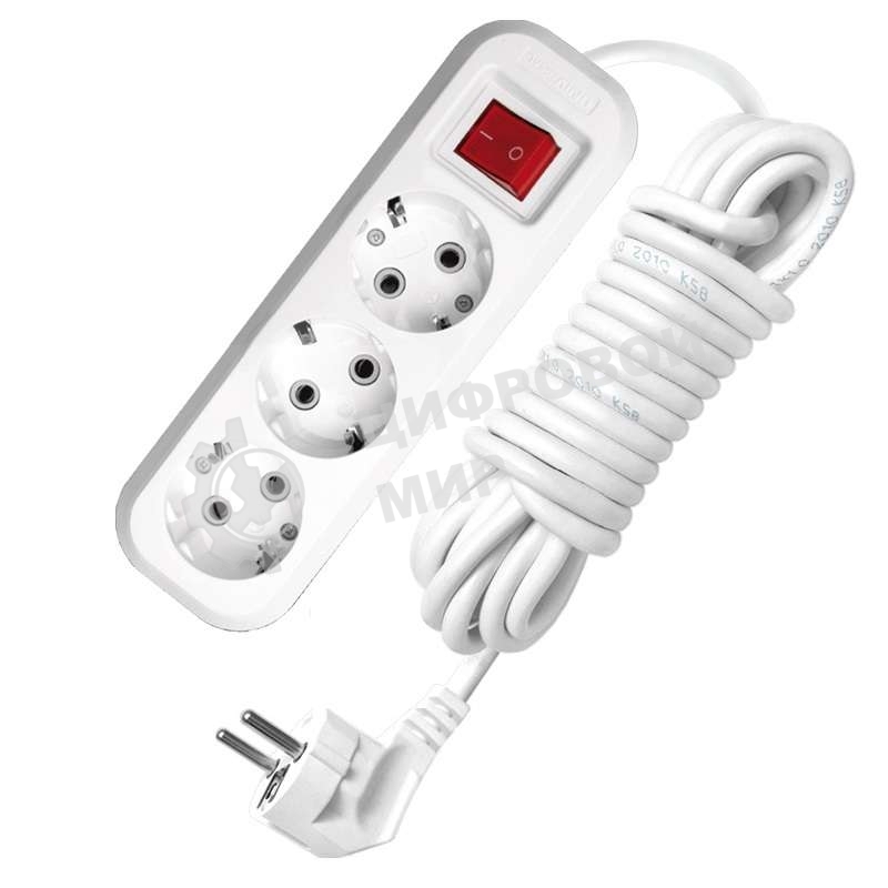 Удлинитель 3х7 м с заземл. 16А IP20 S-303 с выкл. ПВС 3х1 UNIVersal 9631988