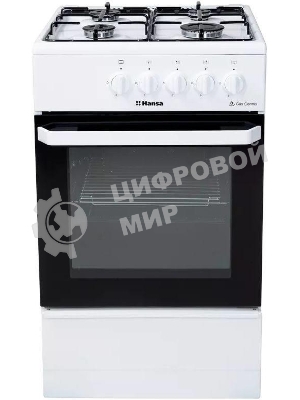 Плита газовая Hansa FCGW510029A белый, конфорок 4 газовых, духовка 53 л, 50 см x 85 см x 57 см