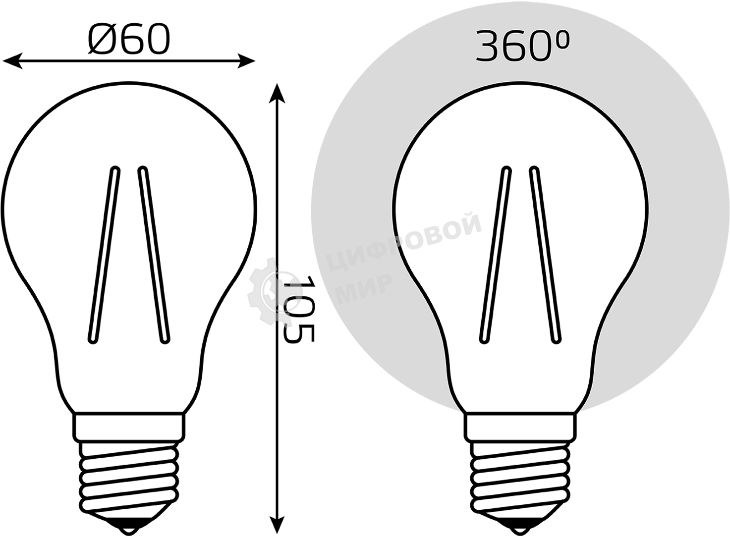 Лампа светодиодная филаментная Gauss Filament 18Вт цок.:E27 груша св.свеч.бел.теп. (упак.:10шт)