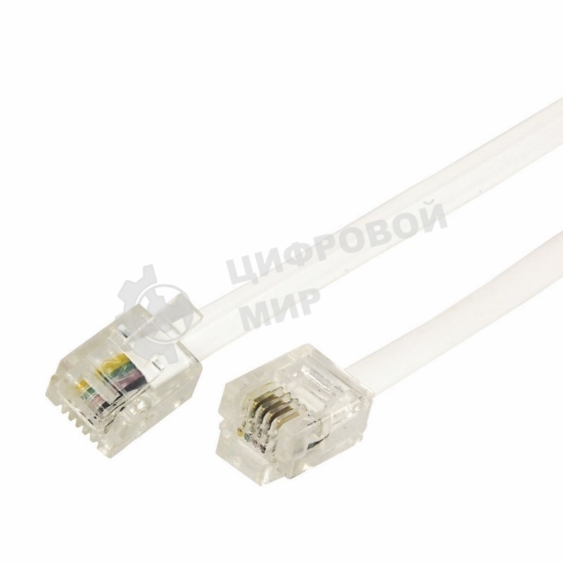 Телефонный шнур Rexant удлинитель RJ-11(6P-4C), длина 5 м., белый