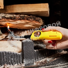 Бытовая газовая пьезозажигалка с классическим пламенем многоразовая (1 шт.) желтая СК-302W с гибким стержнем Сокол