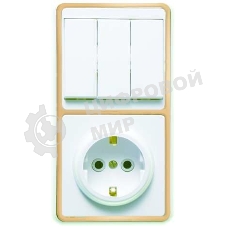 Блок Кунцево-Электро БКВР-033 Бэлла (3-кл. выкл. + розетка с заземл.) зол.