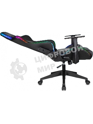 Кресло ZOMBIE GAME RGB черный, экокожа, 120 кг, подголовник, механизм качания