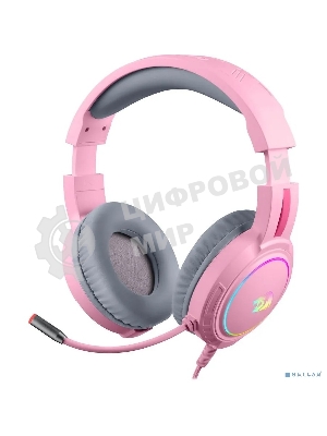 Гарнитура Redragon Mento розовый, проводная, USB / 2 x mini jack 3.5 мм, подсветка