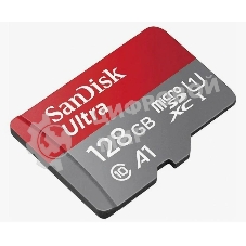Флеш карта microSDXC 128GB SanDisk Ultra Class 10, UHS-I, R 100 МБ/с, SDSQUNR-128G-GN3MN адаптер на SD