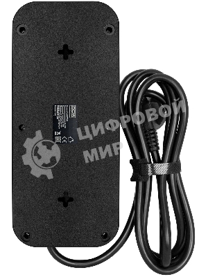 Сетевой фильтр Powercom SP-08 USB03AB 1,8 m 1.8м, 8 розеток, черный, коробка